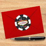 Married In Fabulous Las Vegas Poker Chip Wedding Classic Round Sticker<br><div class="desc">Poker chip wedding stationery is a unique and creative way to add a touch of fun to your Las Vegas themed wedding day. This design features a beautiful illustration of the famous Las Vegas sign.</div>