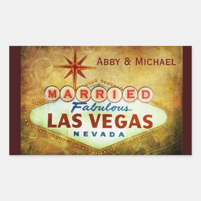 Married in Fabulous LAS VEGAS Rectangular Sticker (Front)