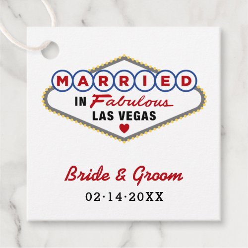 Married in Fabulous Las Vegas Red Wedding Monogram Favor Tags