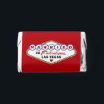Married in Fabulous Las Vegas Red Wedding Monogram Hershey's Miniatures<br><div class="desc">These unique and fun custom "Married in Fabulous Las Vegas" wedding Hershey Miniatures candy favors feature a monogram of the bride and groom's names and wedding dates with a red background. Black,  white,  red,  blue,  yellow,  and gray design colors.</div>
