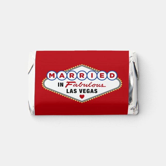 Married in Fabulous Las Vegas Red Wedding Monogram Hershey's Miniatures (Front)