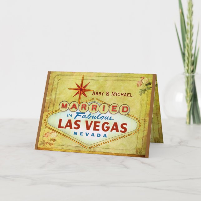 Married in Fabulous Las Vegas - Vintage Announcement (Front)