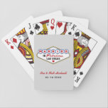 Married in Fabulous Las Vegas Wedding Monogram Playing Cards<br><div class="desc">These unique and fun custom "Married in Fabulous Las Vegas" wedding favor playing cards feature a monogram of the bride and groom's names and wedding dates and a platinum gray background. Black,  red,  blue,  yellow,  and gray design colors.</div>