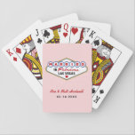 Married in Fabulous Las Vegas Wedding Monogram Playing Cards<br><div class="desc">These unique and fun custom "Married in Fabulous Las Vegas" wedding favor playing cards feature a monogram of the bride and groom's names and wedding dates and a light pink background. Black,  white,  red,  blue,  yellow,  and gray design colors.</div>