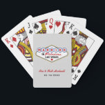 Married in Fabulous Las Vegas Wedding Monogram Poker Cards<br><div class="desc">These unique and fun custom "Married in Fabulous Las Vegas" wedding favor playing cards feature a monogram of the bride and groom's names and wedding dates and a platinum gray background. Black,  red,  blue,  yellow,  and gray design colors.</div>