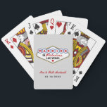 Married in Fabulous Las Vegas Wedding Monogram Poker Cards<br><div class="desc">These unique and fun custom "Married in Fabulous Las Vegas" wedding favor playing cards feature a monogram of the bride and groom's names and wedding dates and a platinum gray background. Black,  red,  blue,  yellow,  and gray design colors.</div>
