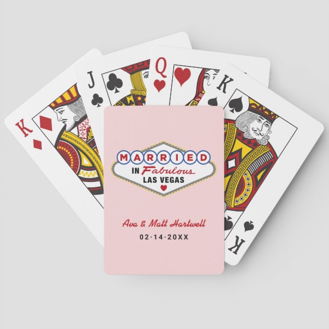 Married in Fabulous Las Vegas Wedding Monogram Poker Cards (Back)