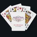 Married in Fabulous Las Vegas Wedding Monogram Poker Cards<br><div class="desc">These unique and fun custom "Married in Fabulous Las Vegas" wedding favor playing cards feature a monogram of the bride and groom's names and wedding dates and a white background. Black,  white,  red,  blue,  yellow,  and gray design colors.</div>