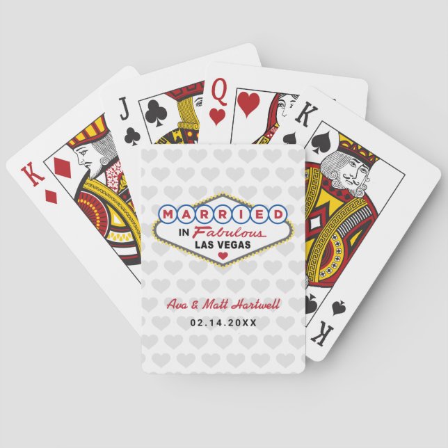 Married in Fabulous Las Vegas Wedding Monogram Poker Cards (Back)
