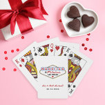 Married in Fabulous Las Vegas White Poker Cards<br><div class="desc">Clean white showcases the iconic colorful Married In Fabulous Las Vegas sign on these personalized wedding monogram playing cards. Couple names in red script and wedding date sit below the classic sign design. All text is fully editable with your details. A crisp and versatile wedding favor that works for any...</div>