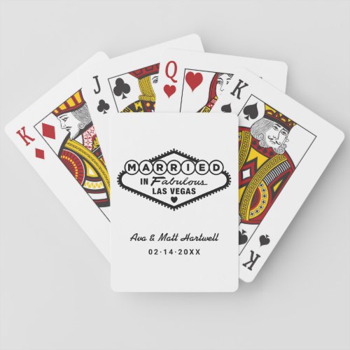 Married in Fabulous Las Vegas White Wedding Poker Cards