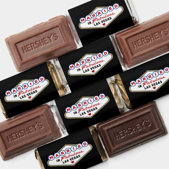 Married in Fabulous Vegas Black Wedding Monogram Hershey's Miniatures (Assorted)