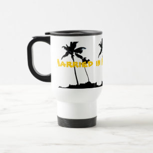 Married in Hawaii Palm Trees Travel Mug