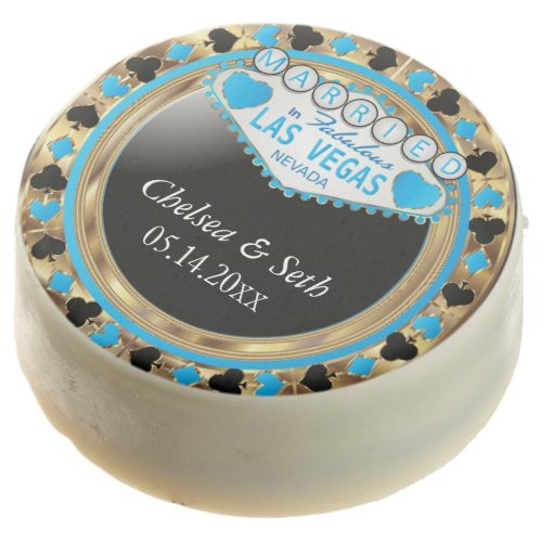 Married in Las Vegas  Baby Blue Poker Chip Chocolate Covered Oreo