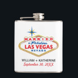 MARRIED IN LAS VEGAS Flask Bridal Party Gift<br><div class="desc">Many color choices available for this design. If you need RSVP cards, enclosure cards, map cards, reception cards, or any other product matching this design, reach out to me. I'm happy to create any product you like to match this design. I can match your color scheme or the color of...</div>