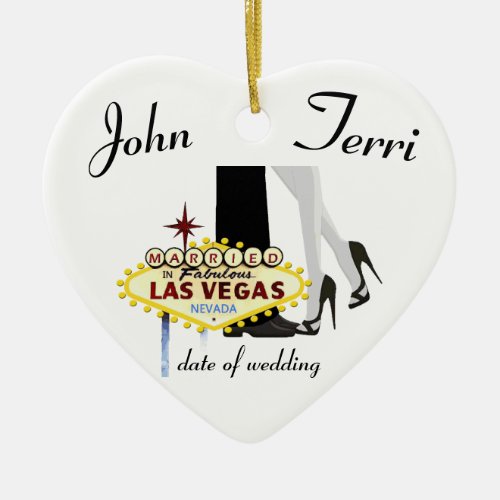 Married in Las Vegas Personalized Ceramic Ornament