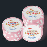 Married in Las Vegas Pink Casino Wedding Favor Poker Chips<br><div class="desc">Get ready for a memorable Las Vegas wedding with these customizable married in las vegas wedding poker chips.</div>