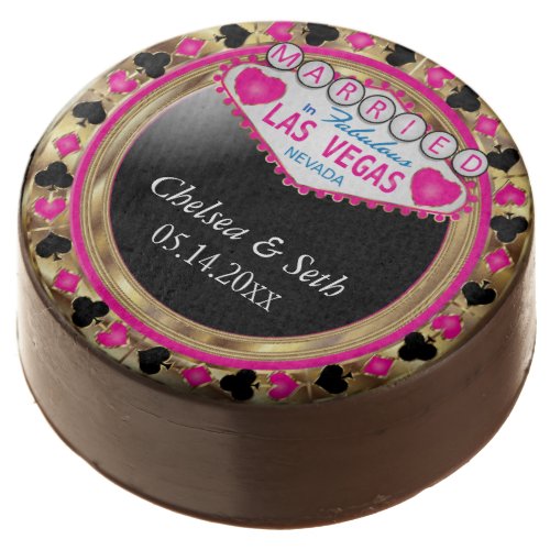 Married in Las Vegas  Pink Poker Chip Chocolate Dipped Oreo