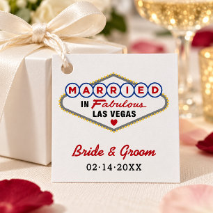 Married in Las Vegas Red Monogram Wedding Favor Tags
