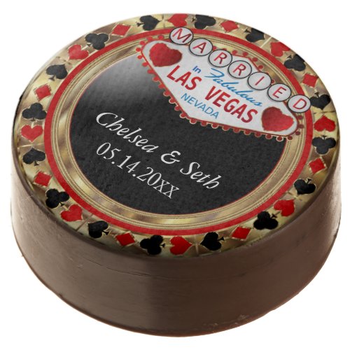 Married in Las Vegas  Red Poker Chip Chocolate Dipped Oreo