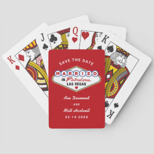 Married in Las Vegas Red Save the Date Poker Cards