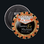 Married in Las Vegas Style - Orange Bottle Opener<br><div class="desc">Bottle Opener. Featured in a married in Las Vegas style design with an orange and faux gold metallic look ready for you to personalize. More colors are available. 📌If you need further customization, please click the "Click to Customize further" or "Customize or Edit Design"button and use our design tool to...</div>