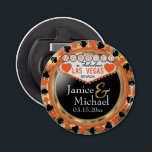 Married in Las Vegas Style - Orange Bottle Opener<br><div class="desc">Bottle Opener. Featured in a married in Las Vegas style design with an orange and faux gold metallic look ready for you to personalize. More colors are available. 📌If you need further customization, please click the "Click to Customize further" or "Customize or Edit Design"button and use our design tool to...</div>