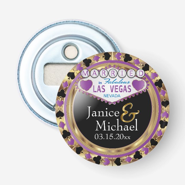 Married in Las Vegas Style - Purple Bottle Opener (Front)