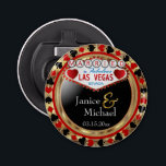 Married in Las Vegas Style - Red Bottle Opener<br><div class="desc">⭐⭐⭐⭐⭐ 5 Star Review. Bottle Opener. Featured in a married in Las Vegas style design with a red and faux gold metallic look ready for you to personalize. More colors are available. 📌If you need further customization, please click the "Click to Customize further" or "Customize or Edit Design"button and use...</div>
