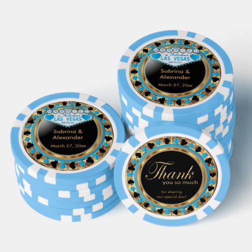 Married in Las Vegas _ Thank You  Blue Poker Chips