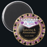 Married in Las Vegas - Thank You - Purple Magnet<br><div class="desc">🥇AN ORIGINAL COPYRIGHT ART DESIGN by Donna Siegrist ONLY AVAILABLE ON ZAZZLE! Casino style Magnet. Married in Las Vegas thank you for sharing this special day with us featured in a purple, gold and black design. Makes a great party favor keepsake for the guest of honor or your guest. More...</div>