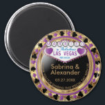 Married in Las Vegas - Thank You - Purple Magnet<br><div class="desc">🥇AN ORIGINAL COPYRIGHT ART DESIGN by Donna Siegrist ONLY AVAILABLE ON ZAZZLE! Casino style Magnet. Married in Las Vegas thank you for sharing this special day with us featured in a purple, gold and black design. Makes a great party favor keepsake for the guest of honor or your guest. More...</div>