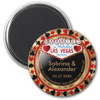 Married In Las Vegas - Thank You - Red Magnet by DesignsbyDonnaSiggy at Zazzle