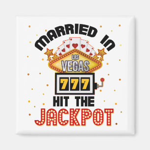 Married in Vegas Jackpot Casino Wedding Couple Magnet