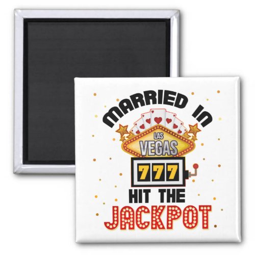 Married in Vegas Jackpot Casino Wedding Couple  Magnet