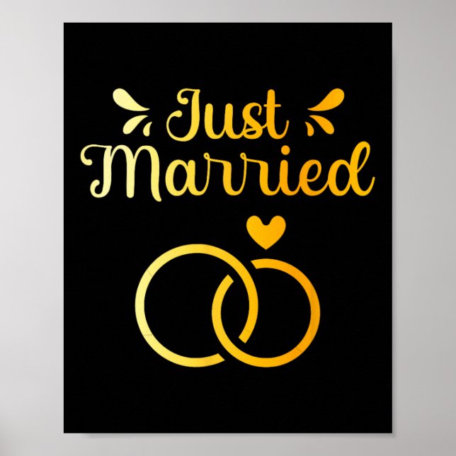 Married Just Wedding Marriage Groom Bride Husband  Poster (Front)
