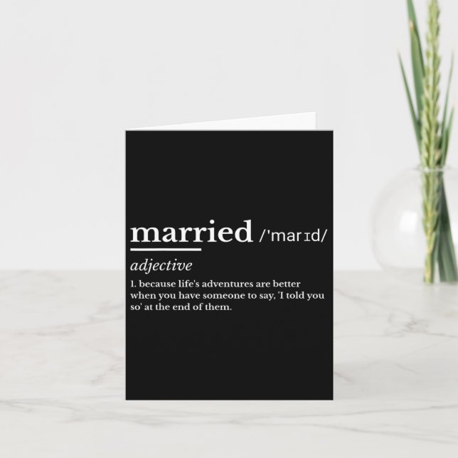 Married Life Funny Definition Joke Humor Marriage  Card (Front)