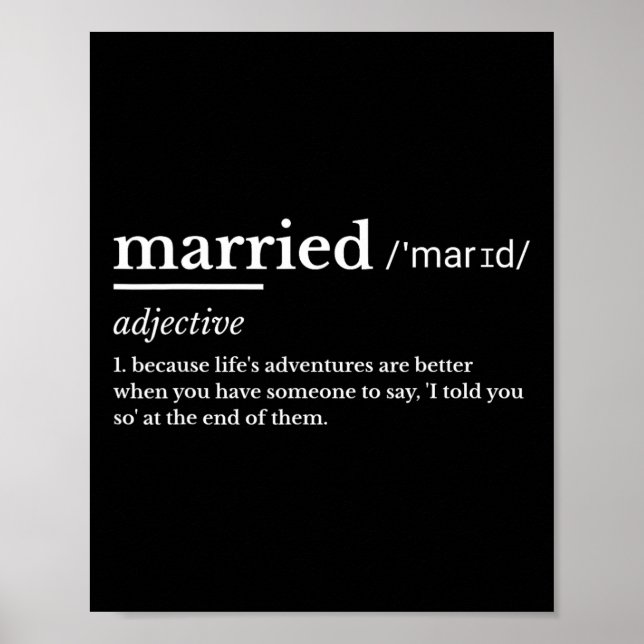 Married Life Funny Definition Joke Humor Marriage  Poster (Front)