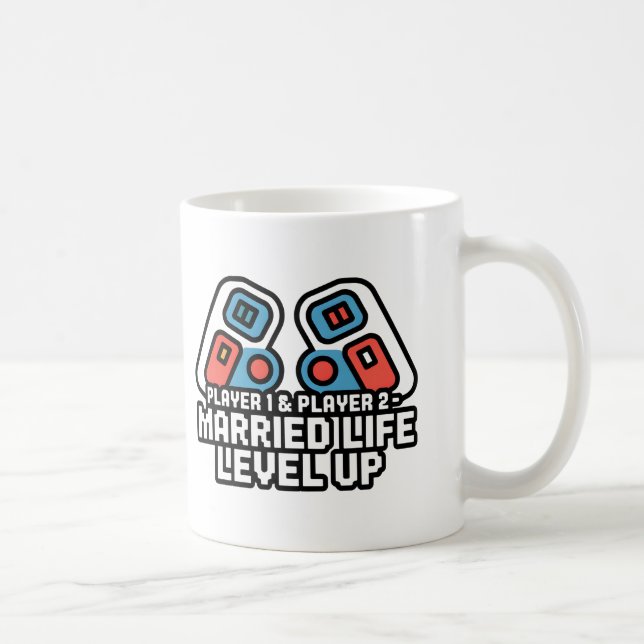 Married Life Level Up Gamer Art Coffee Mug (Right)