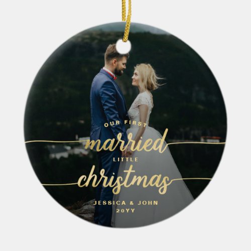 Married Little Christmas 2 Photo Ceramic Ornament
