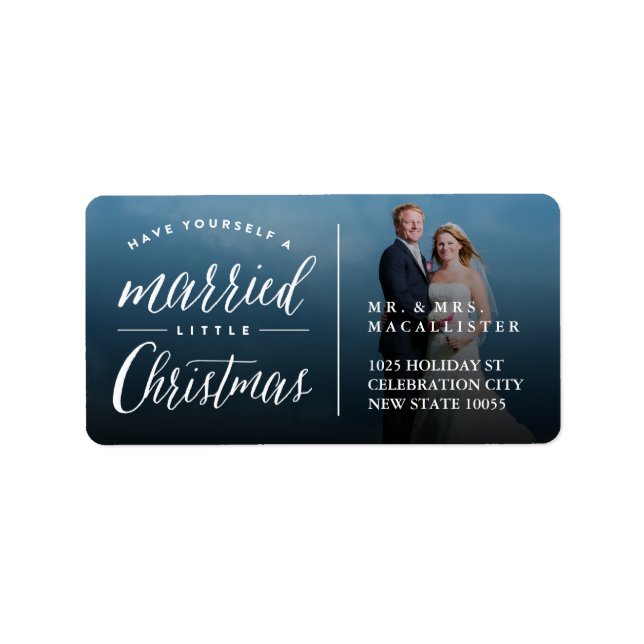 Married Little Christmas Holiday Wedding Address Label (Front)