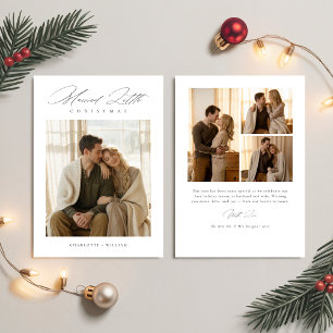 Married Little Christmas Newlywed Photo Collage Holiday Card