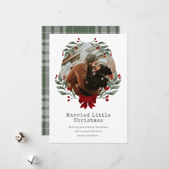 Married Little Christmas Newlywed Photo Holiday Card (Front/Back In Situ)