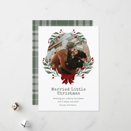 Married Little Christmas Newlywed Photo Holiday Card