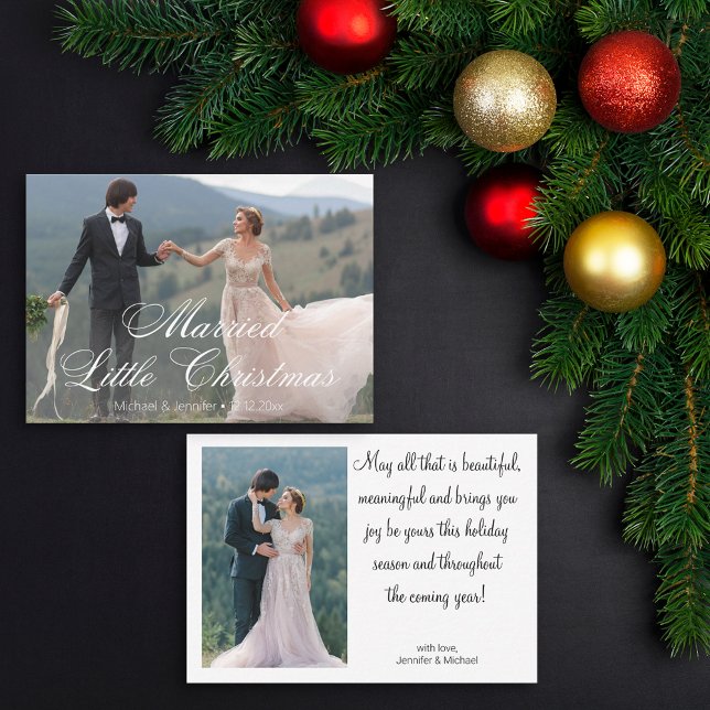 married little christmas newlyweds 2 photos note card (Creator Uploaded)