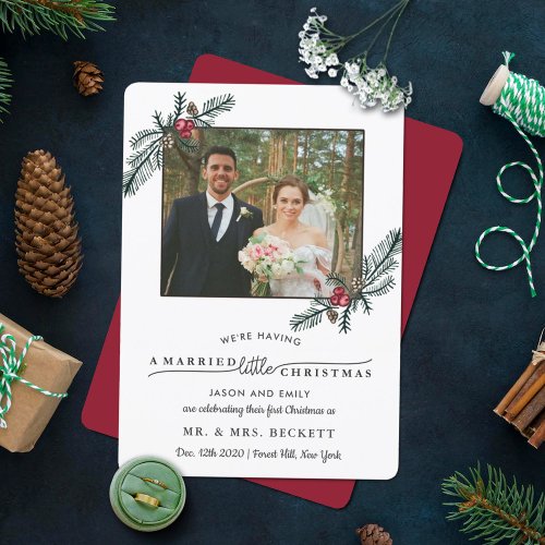 Married Little Christmas Photo Wedding Holiday Card