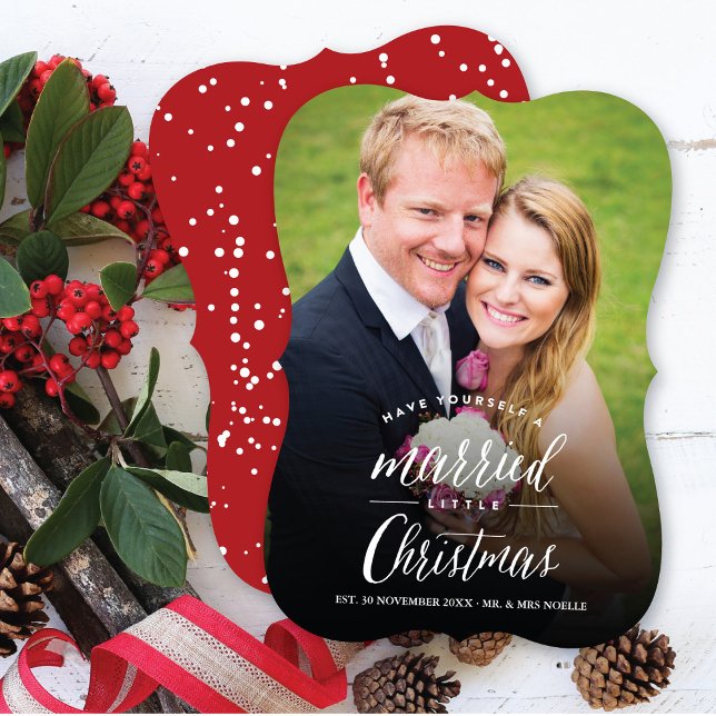 Married Little First Christmas Photo Wedding Holiday Card (Creator Uploaded)