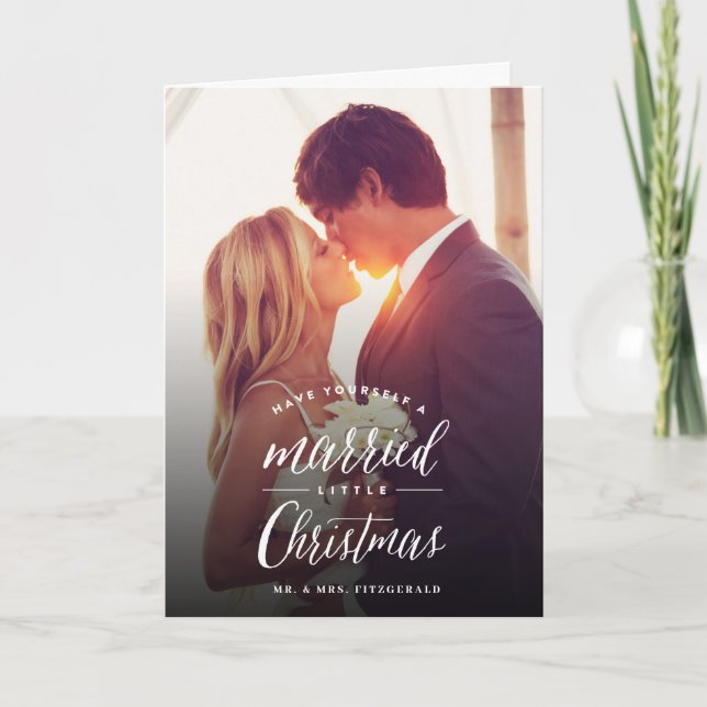 Married Little First Christmas Photo Wedding Holiday Card (Front)