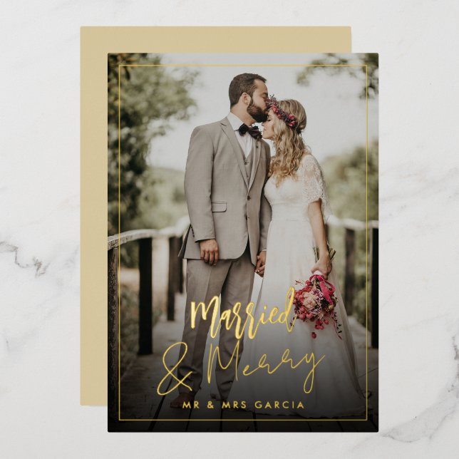 Married & Merry Christmas Foil Holiday Card (Front/Back)