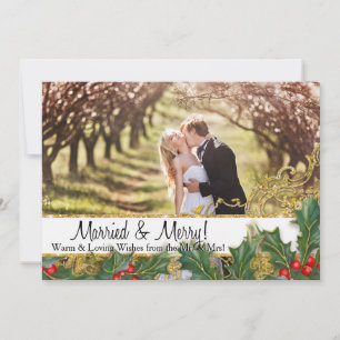Married Merry Christmas Newlywed Horizontal Photo Holiday Card